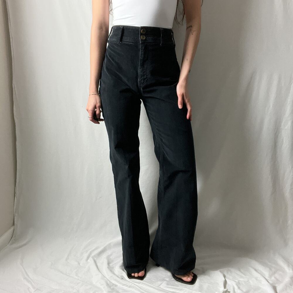 we the free people dark navy corduroy high waisted rise wide straight leg pants